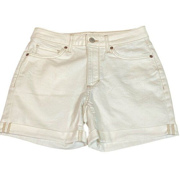 Sonoma Cuffed Shorts Cotton Stretch Sz 2 28x5" White Mid Rise  #111H - Picture 1 of 4